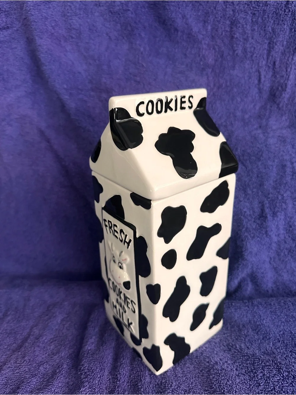 Fresh Cookies and Milk Cow-Print Ceramic Canister